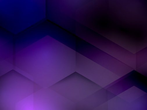 Abstract hexagon shape with blue and purple glowing light dynamic background. Futuristic technology ai voice agents guide.